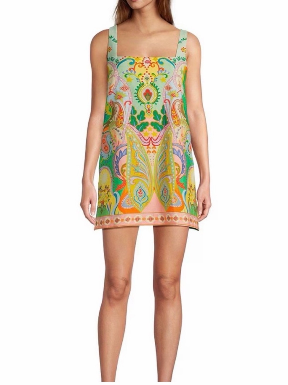 ANTONIO MELANI Eliana Printed
Linen Square Neck Sleeveless Dress Size Large NWT